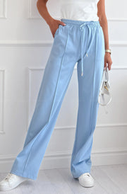 Sarah Drawstring Pocket Detail Trousers-Sky Blue