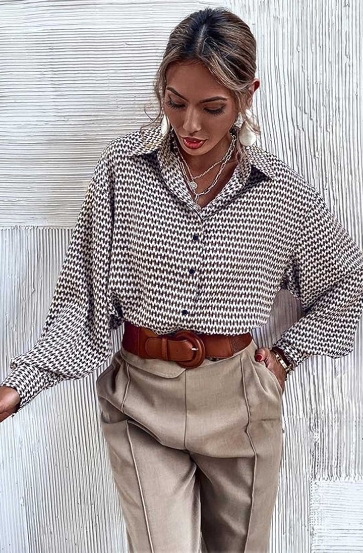 Saria Abstract Print Shirt Blouse-Multi