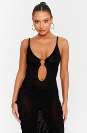 Talia Shimmer Light Knitted Midaxi Dress-Black