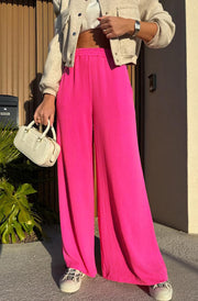 Tamika Wide Leg Pocket Detail Trousers-Hot Pink