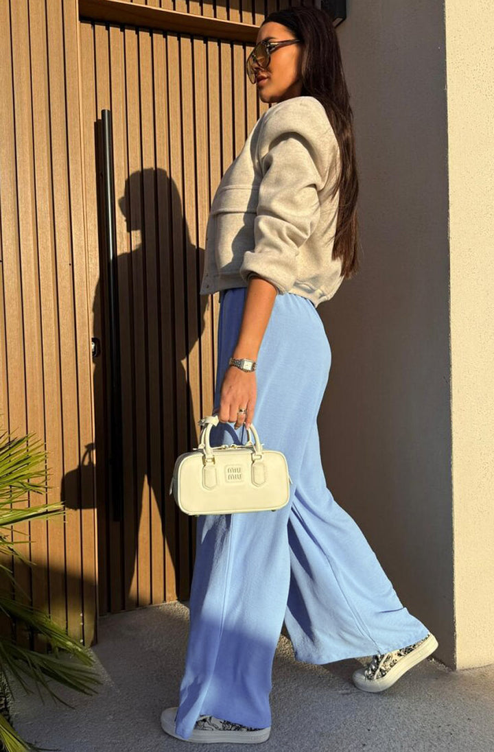 Tamika Wide Leg Pocket Detail Trousers-Sky Blue