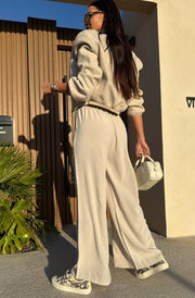 Tamika Wide Leg Pocket Detail Trousers-Stone