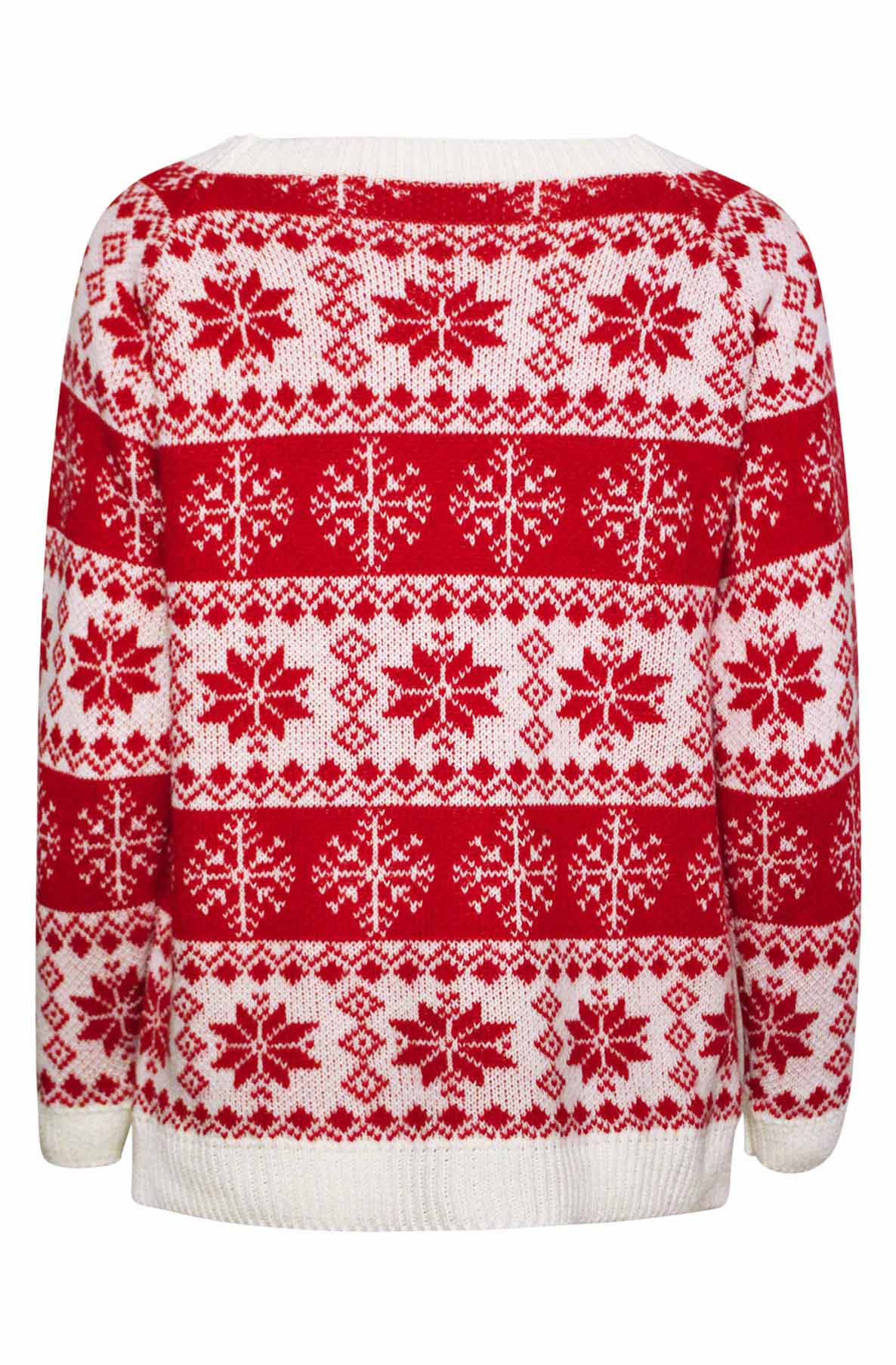 Mireya Christmas ‘Snowflakes’ Knitted Jumper Top-Red