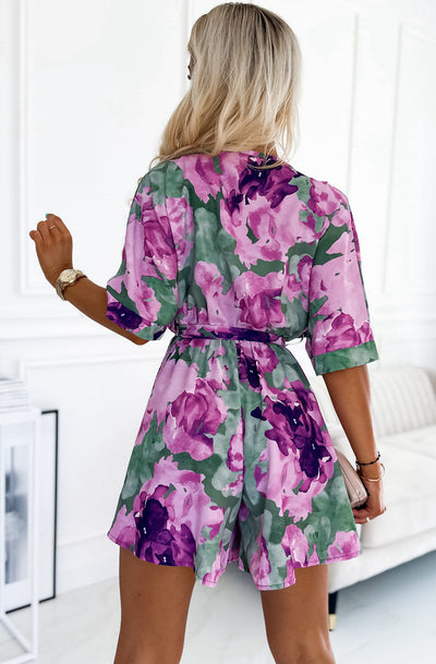 Zanita Patterned Wrap Dress-Purple