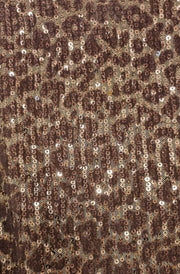 Zenya Sequin Leopard Sleeveless Blouse Top-Rust