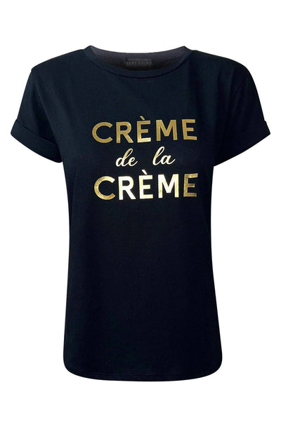 'Crème de la Crème' Slogan T-Shirt-Black