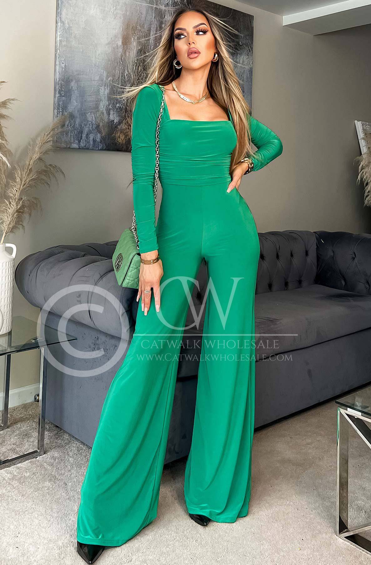 Stefania Ruched Wide Leg Jumpsuit - Catwalk Wholesale - wholesale clothing